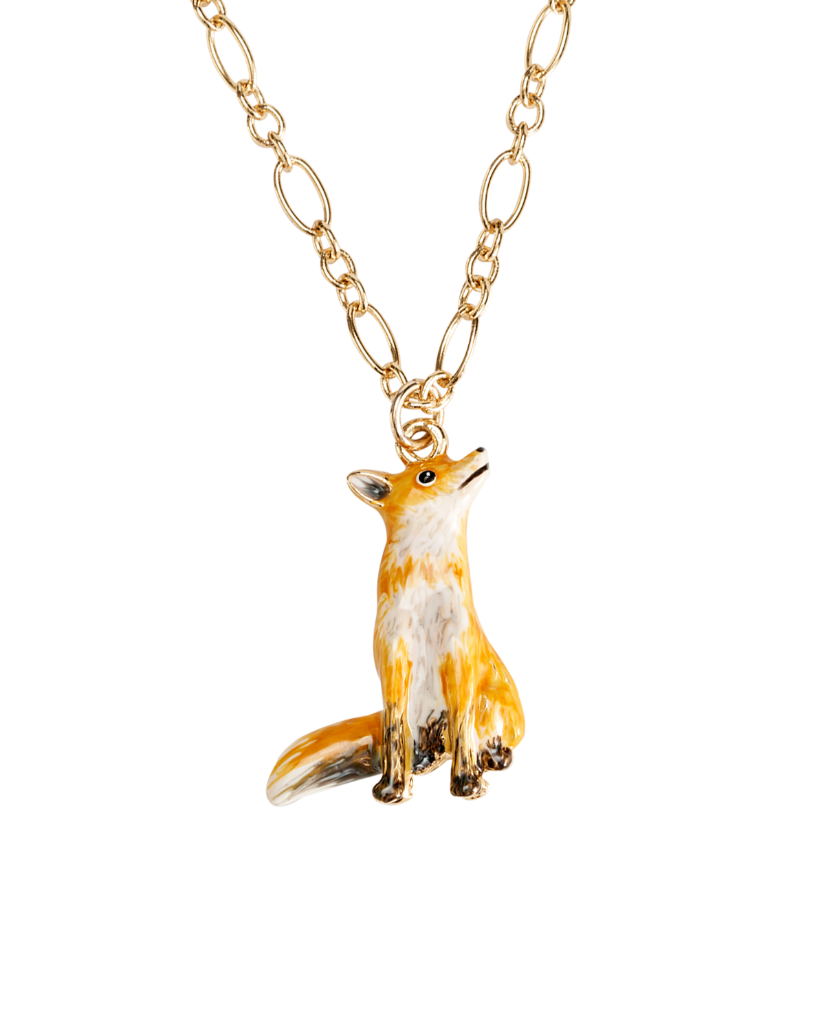enamel fox necklace