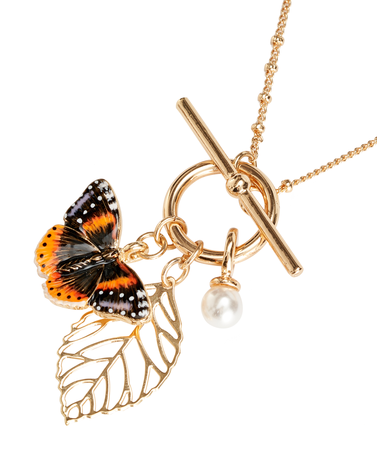 Enamel Red Admiral Charm Necklace