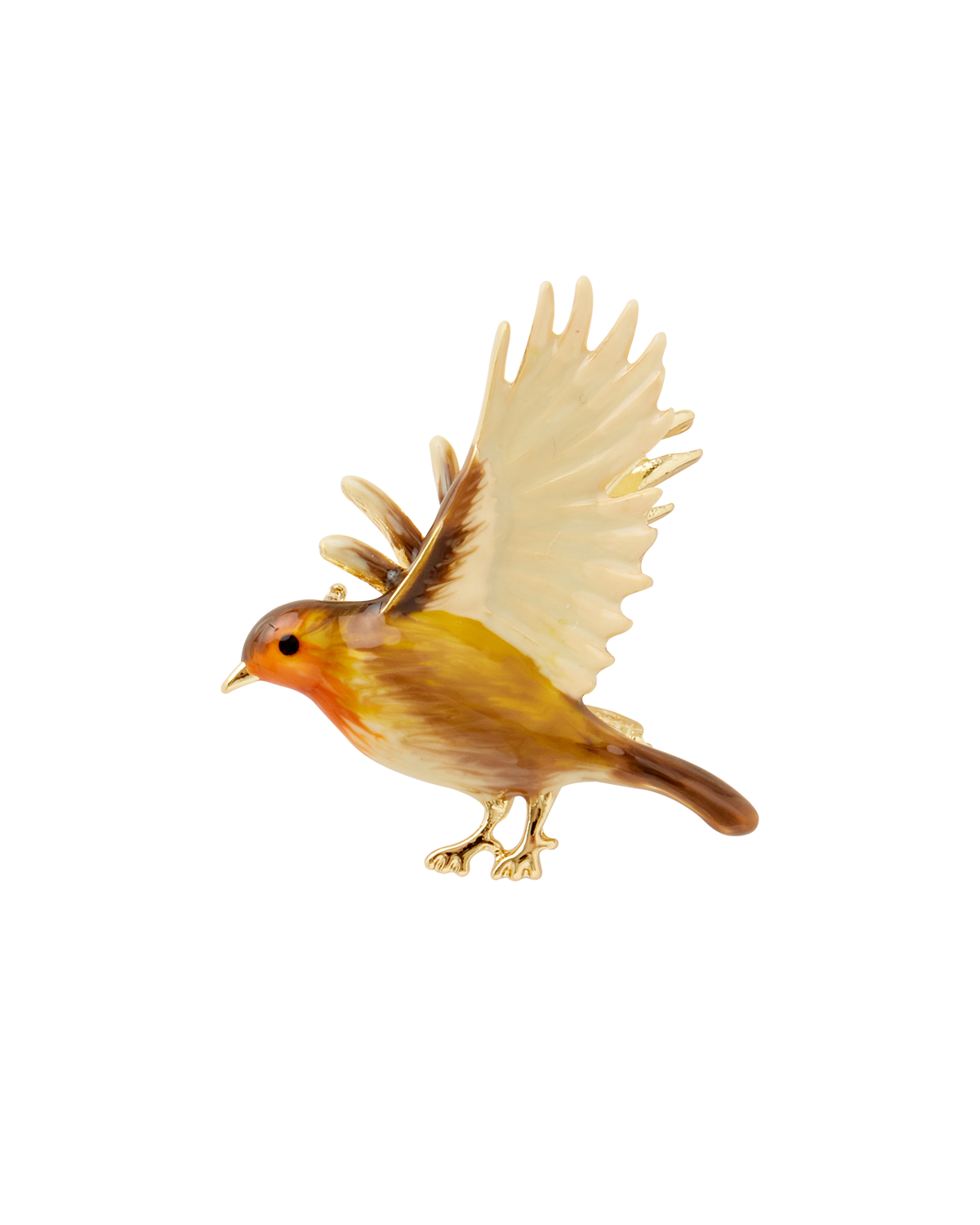Enamel Flying Robin Brooch