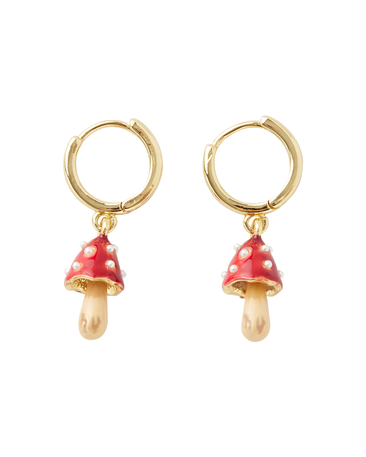 Enamel Mushroom Huggie Earrings