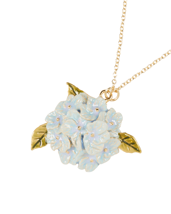Enamel Hydrangea Gold Necklace