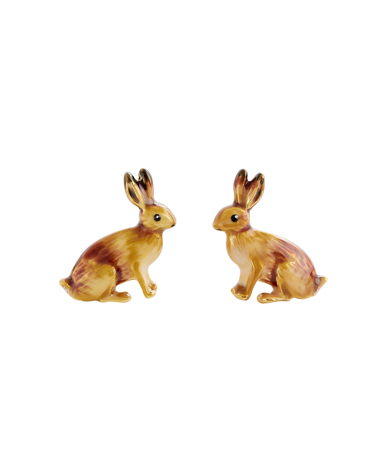 Pendientes de botón de conejo esmaltado