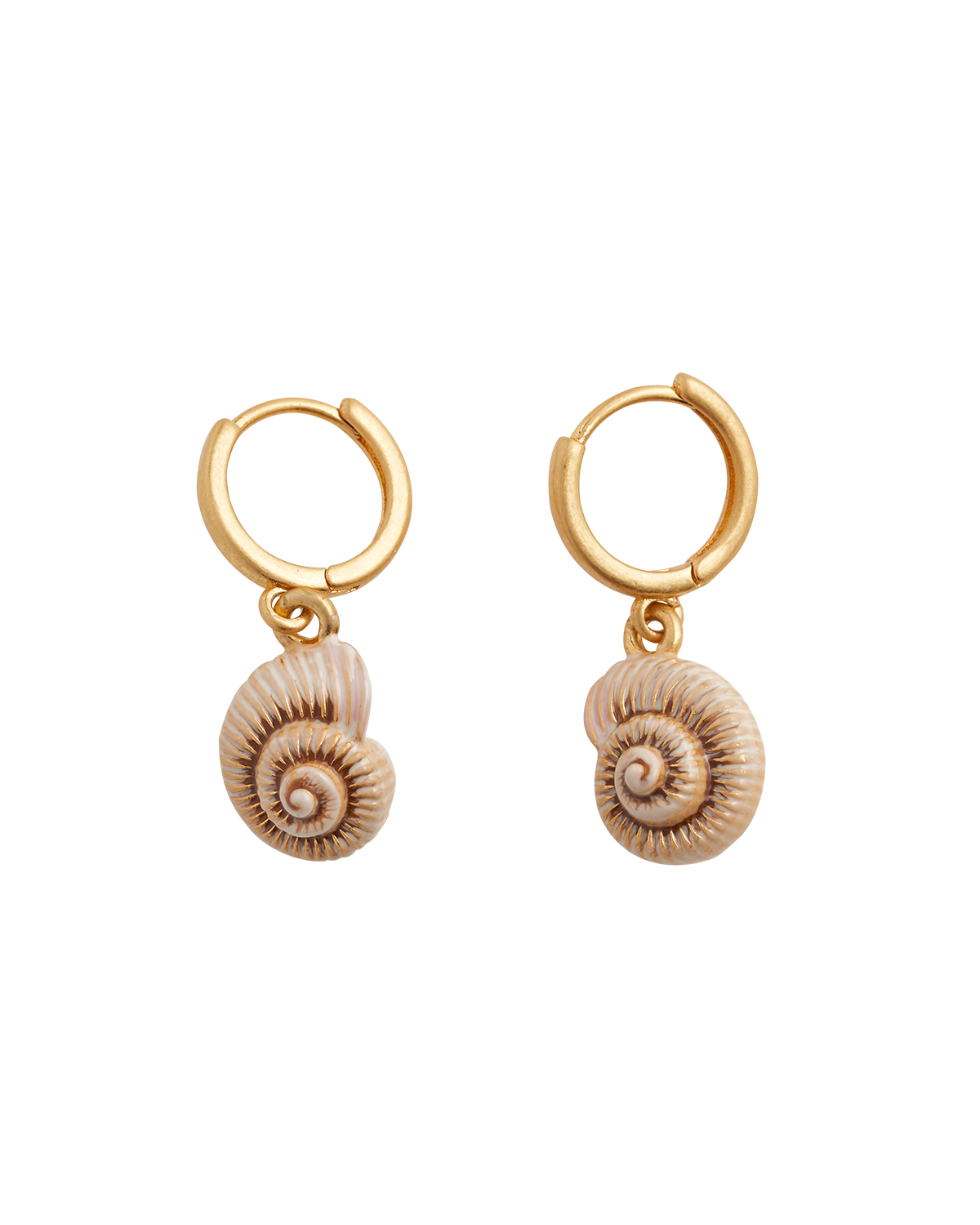 Sea Snail Shell Huggie Hoops