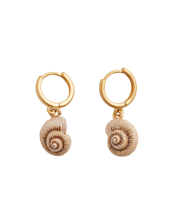 Sea Snail Shell Huggie Hoops
