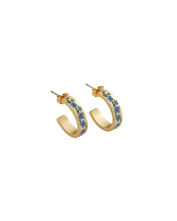 Blue Forget-Me-Not Hoop Earings