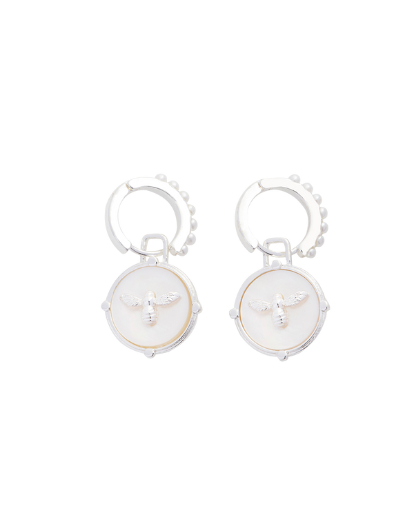 ハニー ビー＆パール シルバー ハギー ピアス