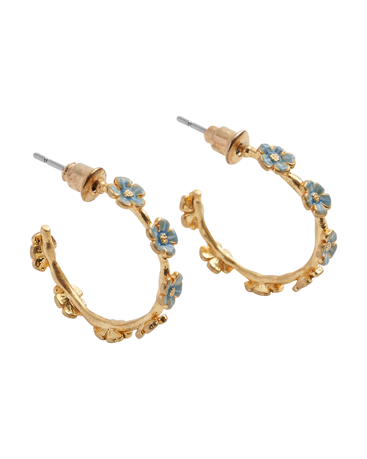 Forget Me Not Stud Hoop Earrings