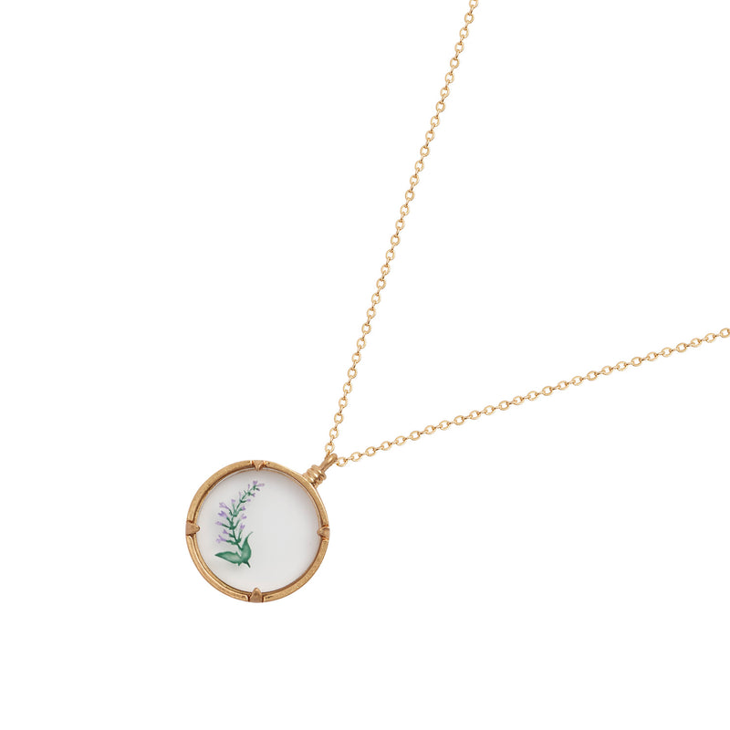 Lavender Monocle Necklace & Lavender Earrings Set