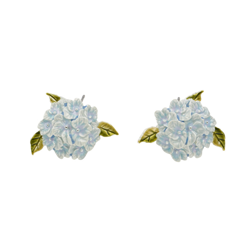 Hydrangea Necklace Silver & Hydrangea Earrings Silver Set