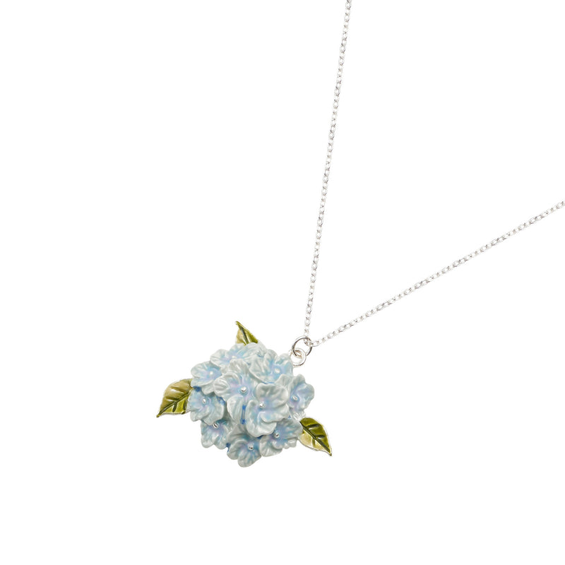 Hydrangea Necklace Silver & Hydrangea Earrings Silver Set