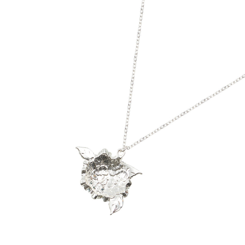 Hydrangea Necklace Silver & Hydrangea Earrings Silver Set