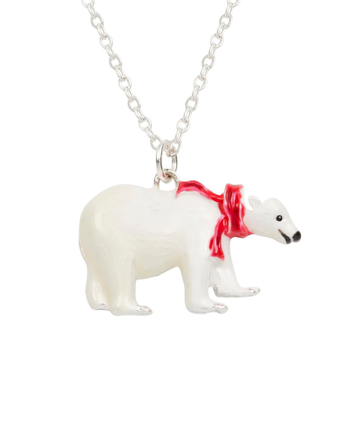 Silver polar bear pendant necklace