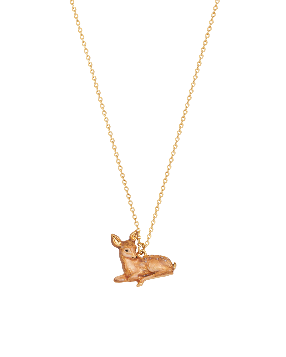 Gold fawn pendant necklace