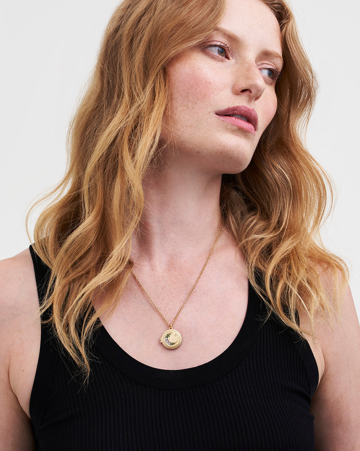 Gold Nightshade Moon Locket Necklace