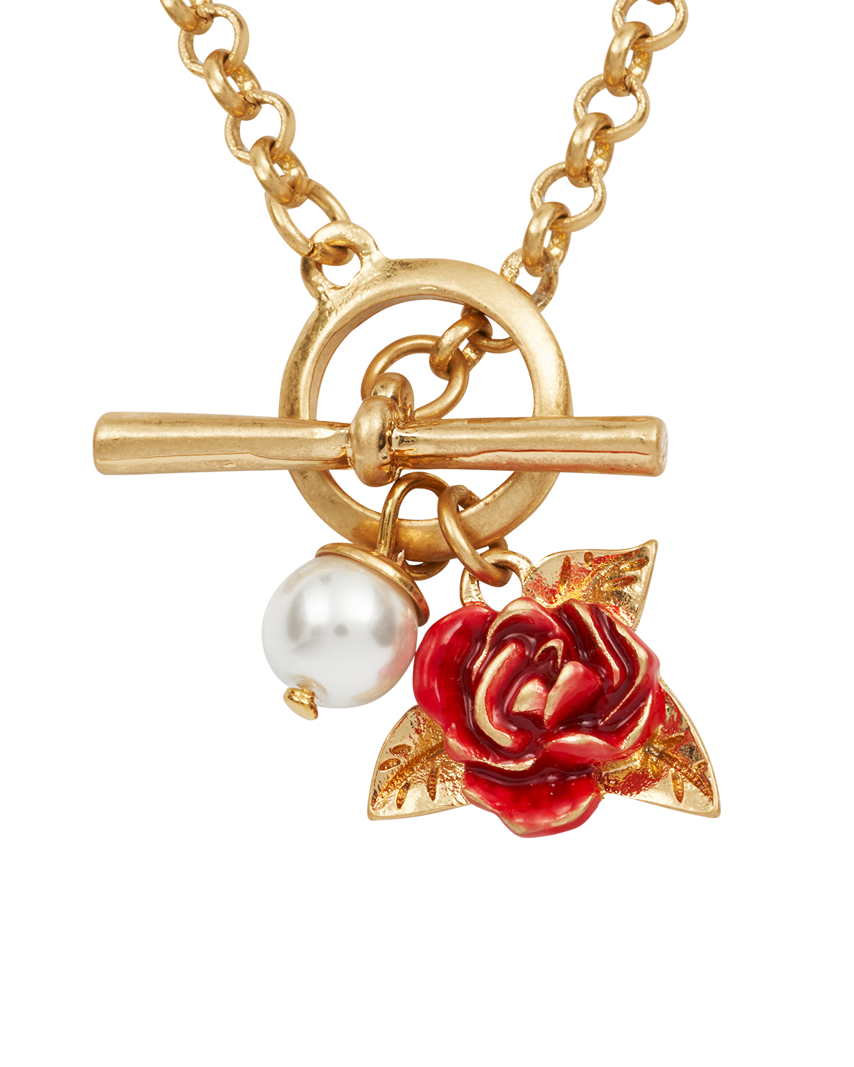 English Pearl Toggle Gold Plated Necklace