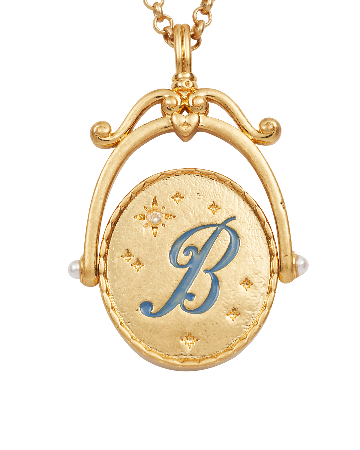 B Initial Bluebell Spinner Necklace