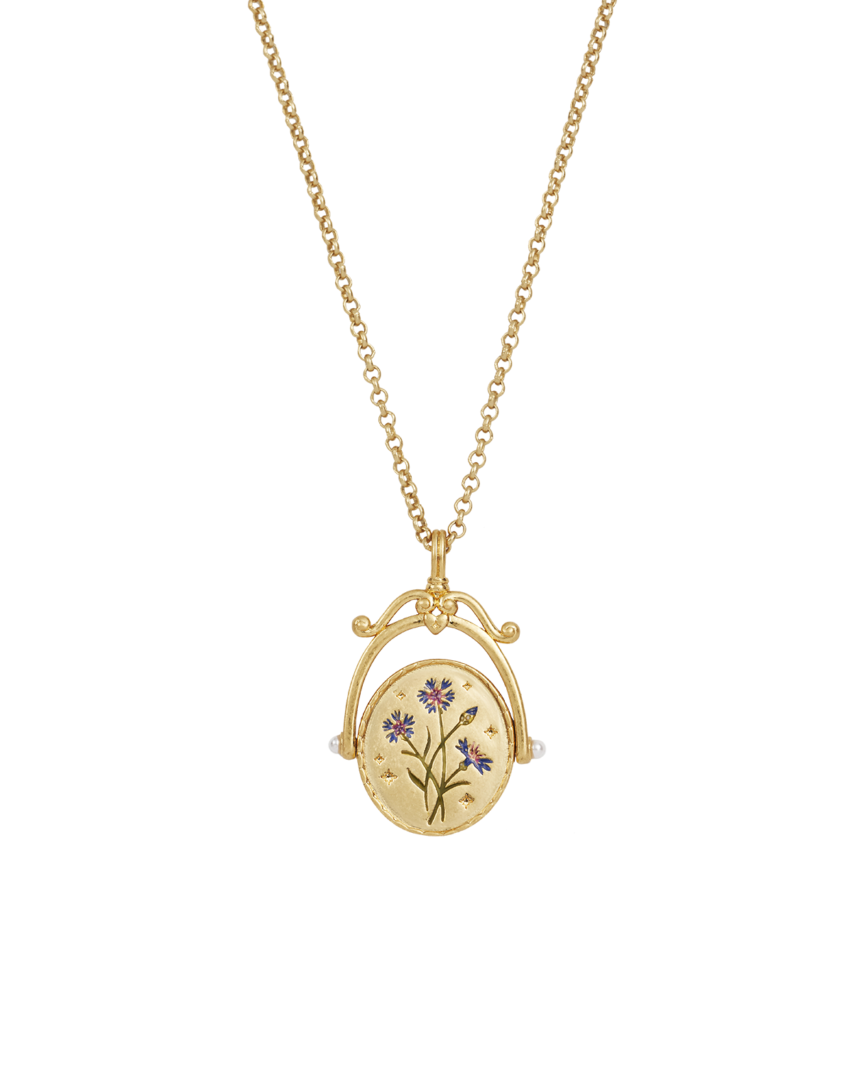 C Initial Cornflower Gold Spinner Necklace