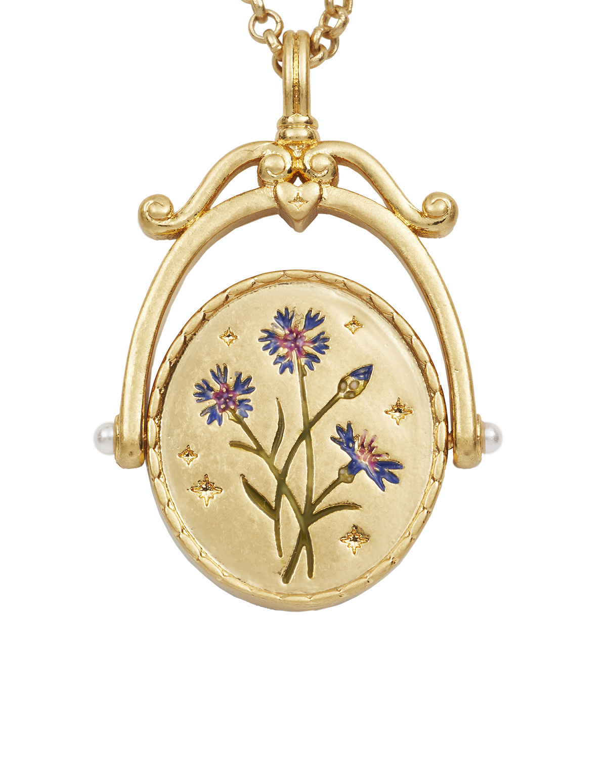 C Initial Cornflower Gold Spinner Necklace