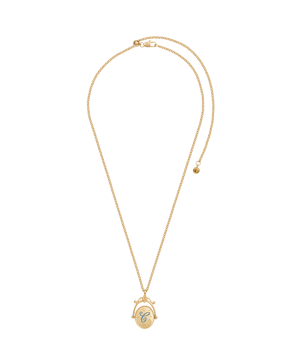C Initial Cornflower Gold Spinner Necklace