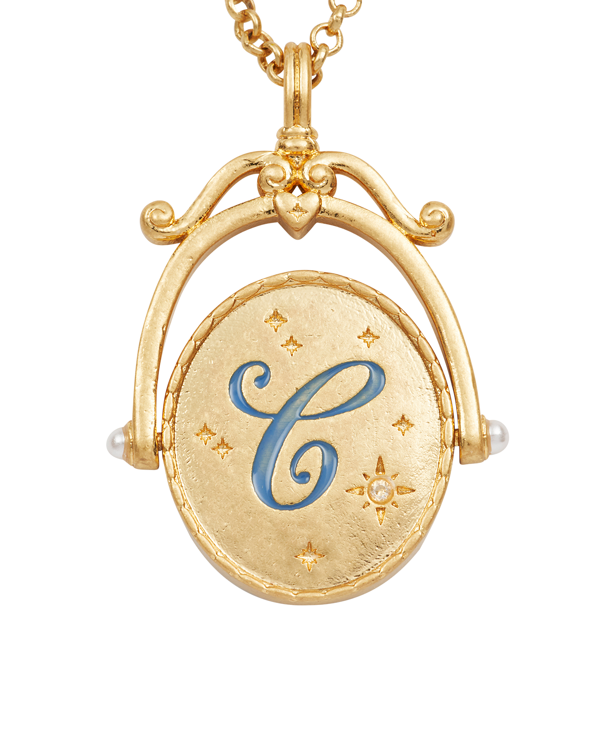 C Initial Cornflower Gold Spinner Necklace