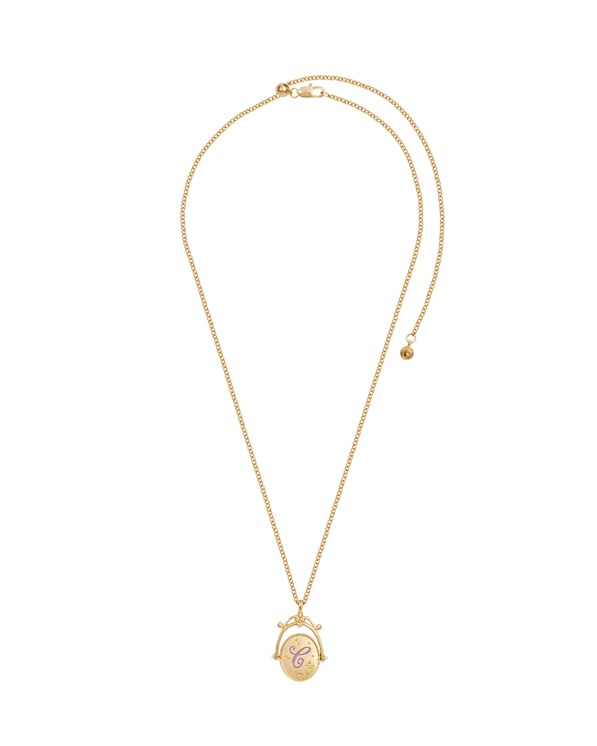 C Initial Cornflower Gold Spinner Necklace