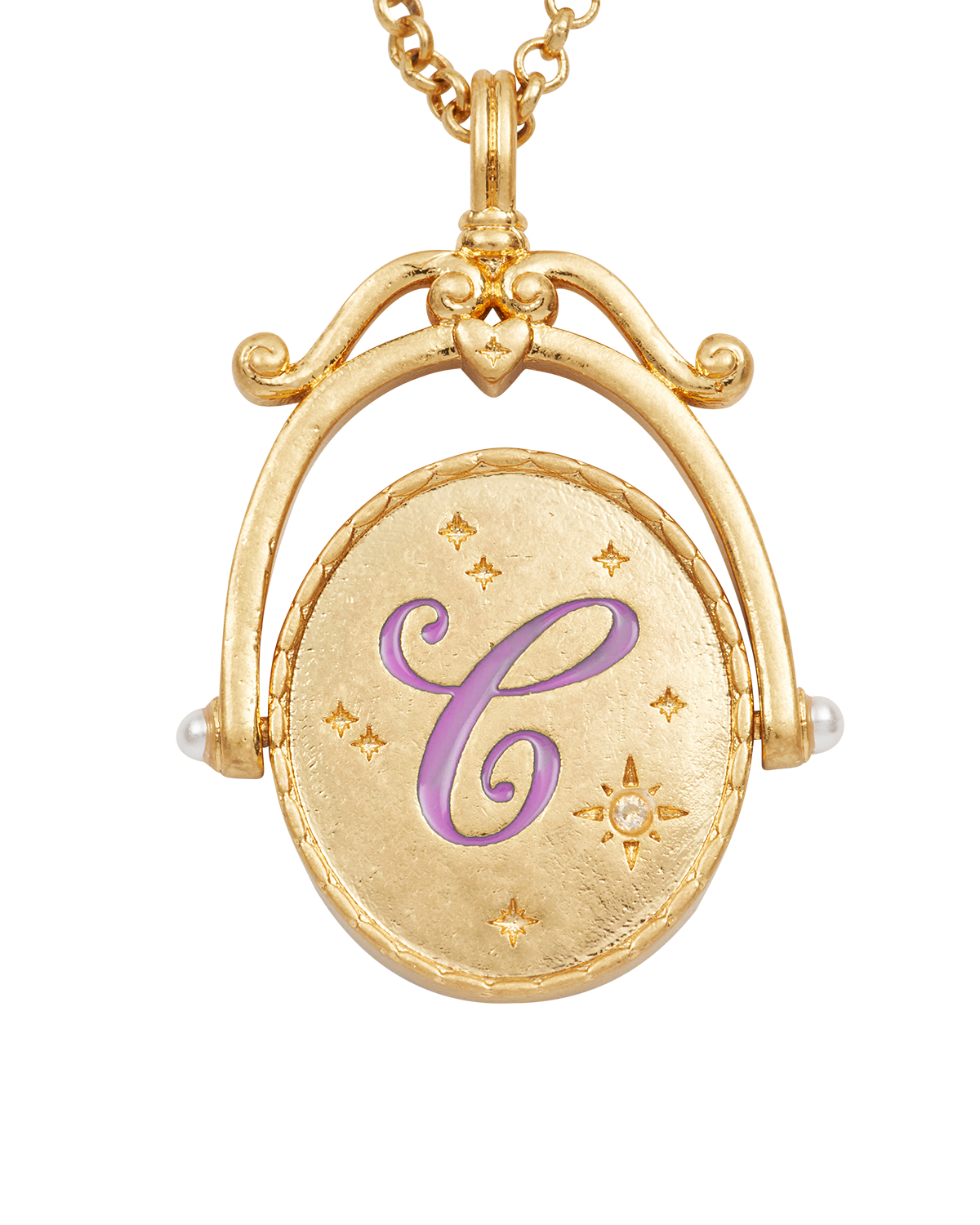 C Initial Cornflower Gold Spinner Necklace