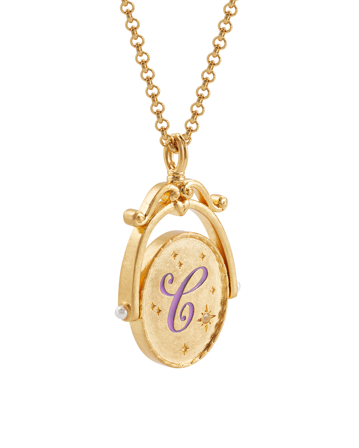 C Initial Cornflower Gold Spinner Necklace