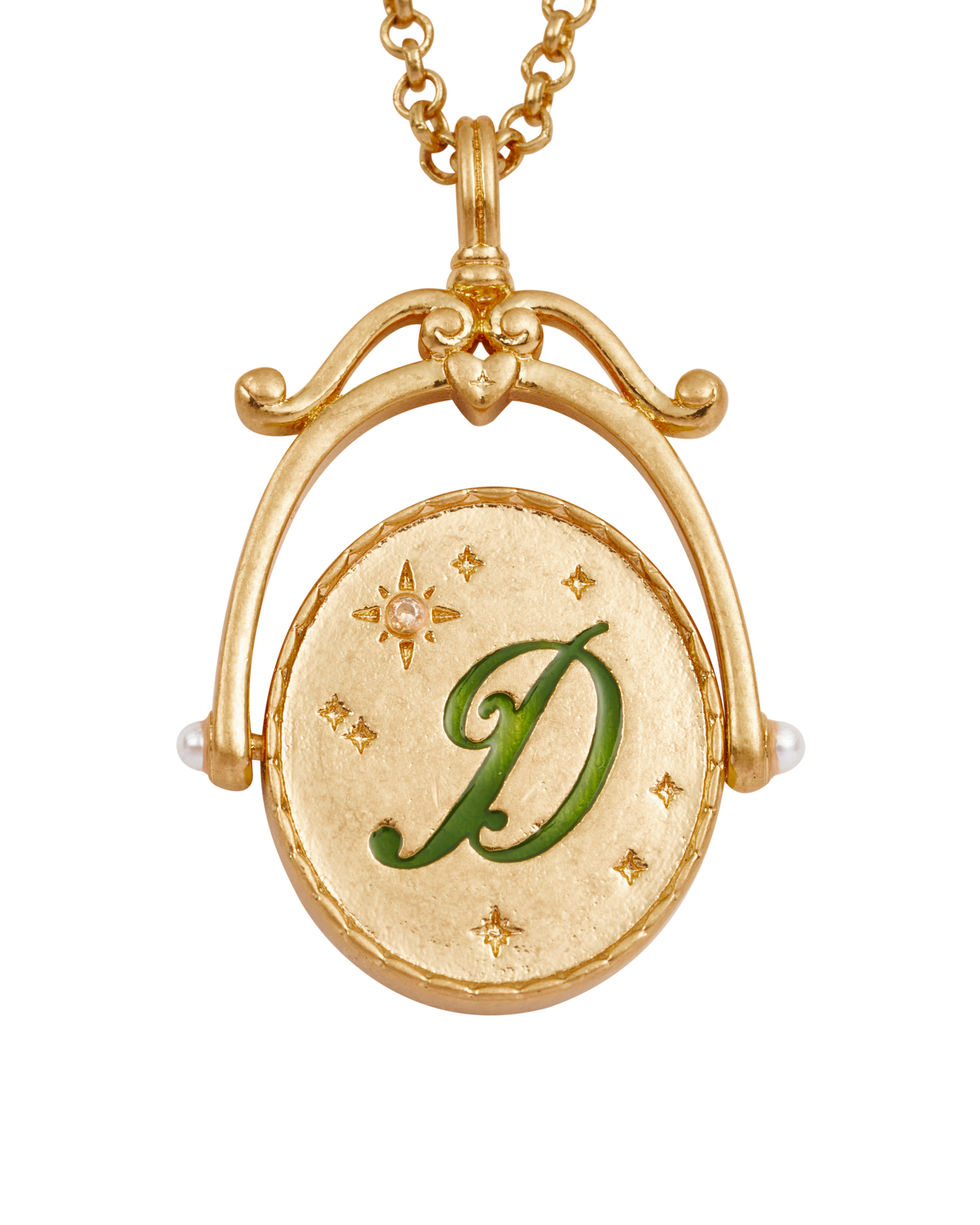 D Initial Daisy Spinner Necklace