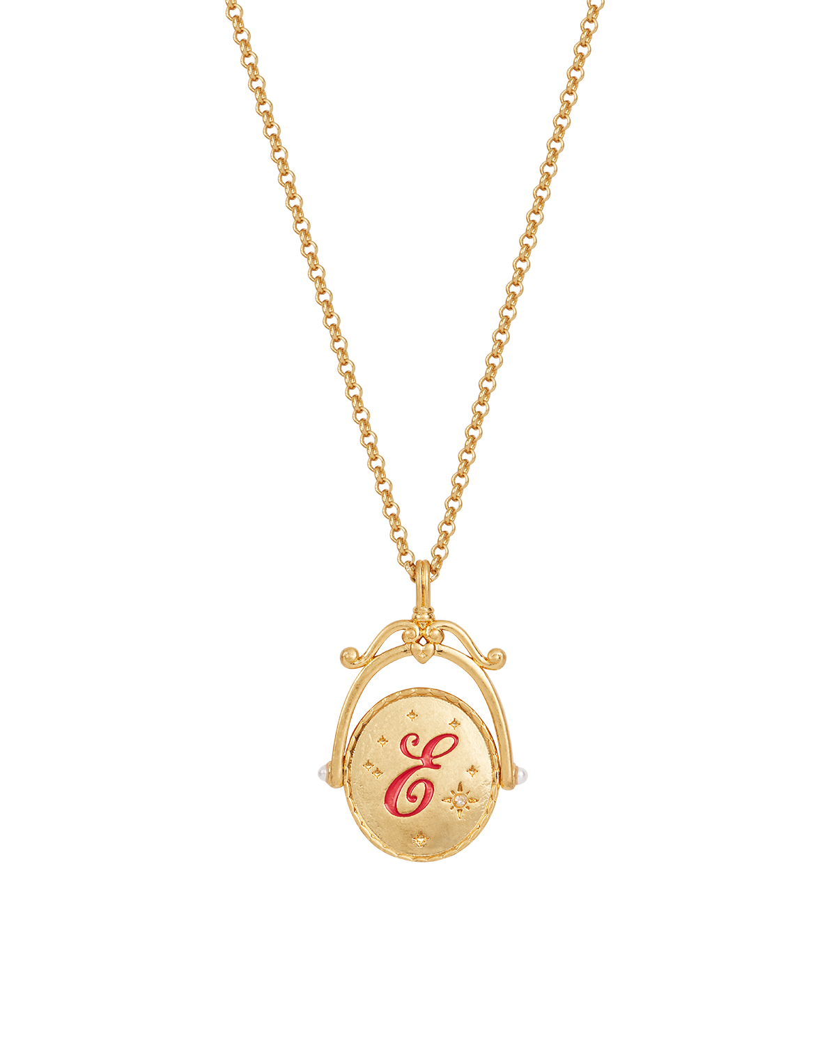 Collar Spinner Oro inicial "E" Equinácea