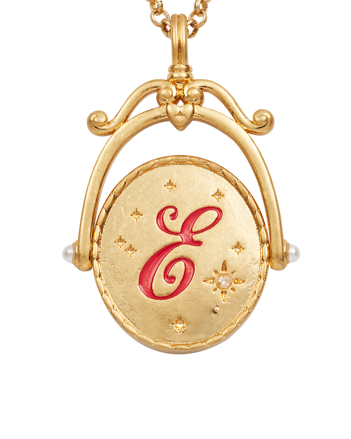 E Initial Echinacea Spinner Necklace