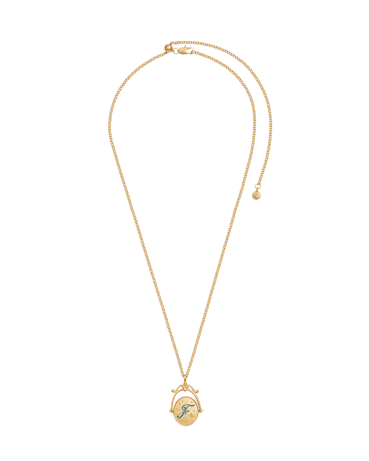 Collar Spinner Oro inicial "F" Forget-Me-Not