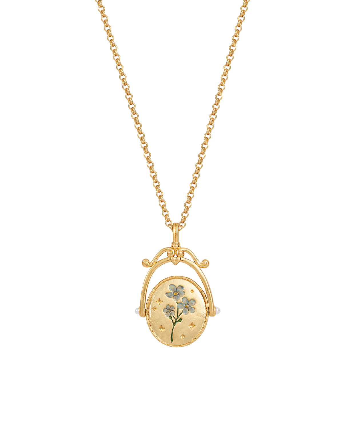 Collar Spinner Oro inicial "F" Forget-Me-Not