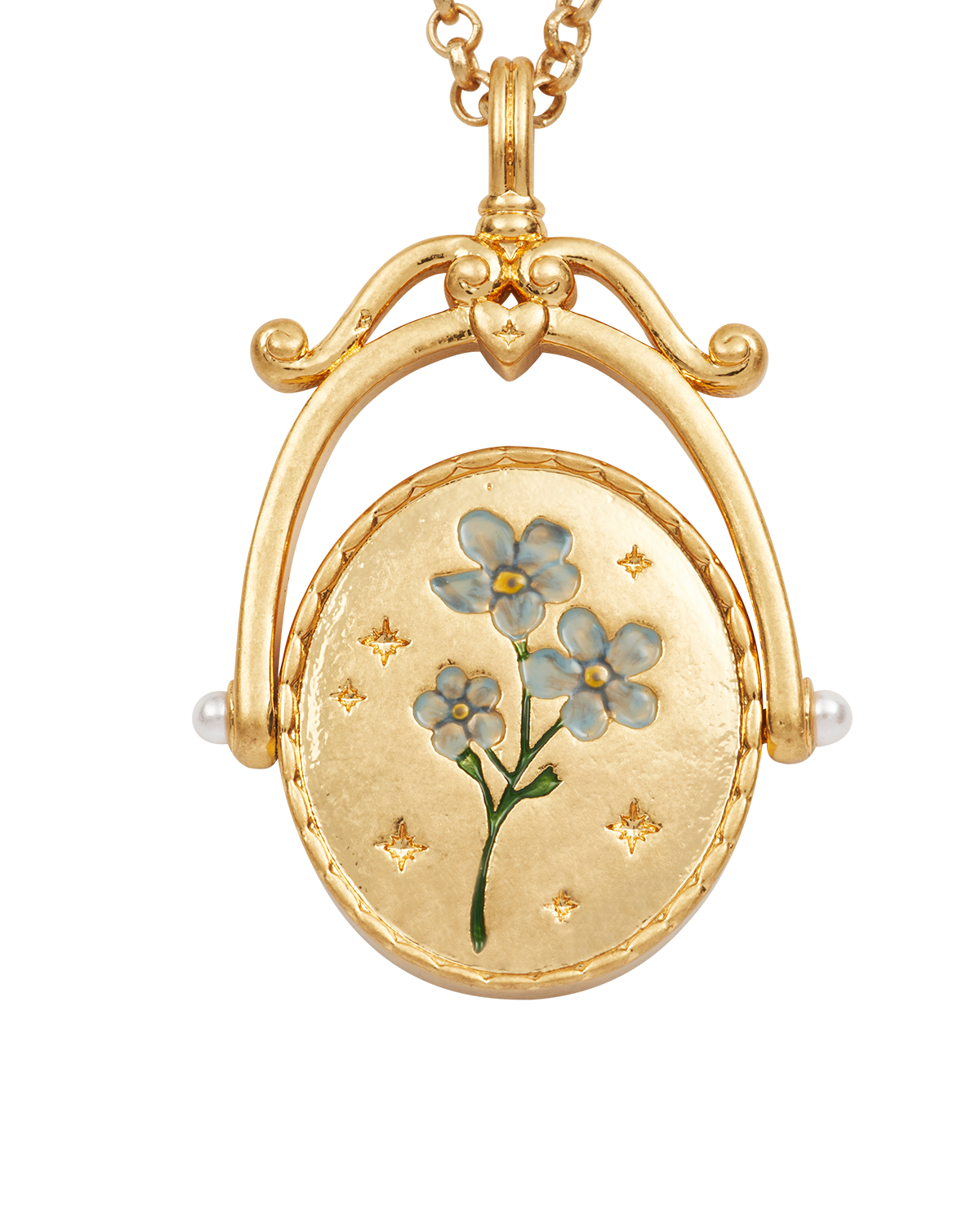 Collar Spinner Oro inicial "F" Forget-Me-Not