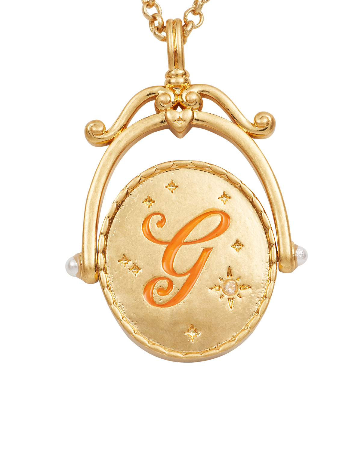 G Initial Gerbera Spinner Necklace