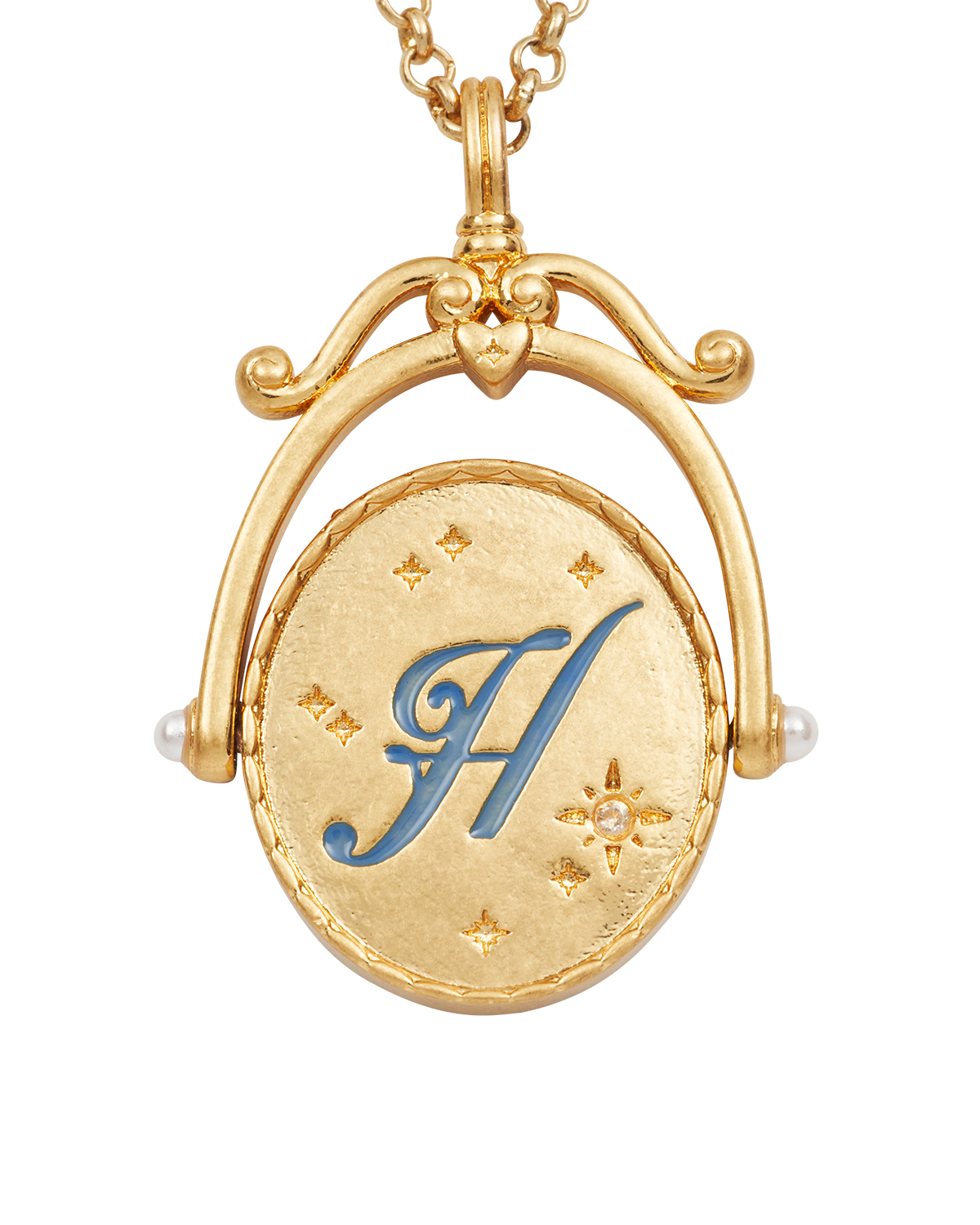 H Initial Hydrangea Spinner Necklace