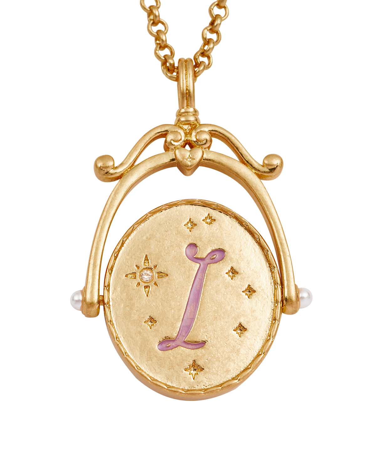 I Initial Iris Spinner Necklace
