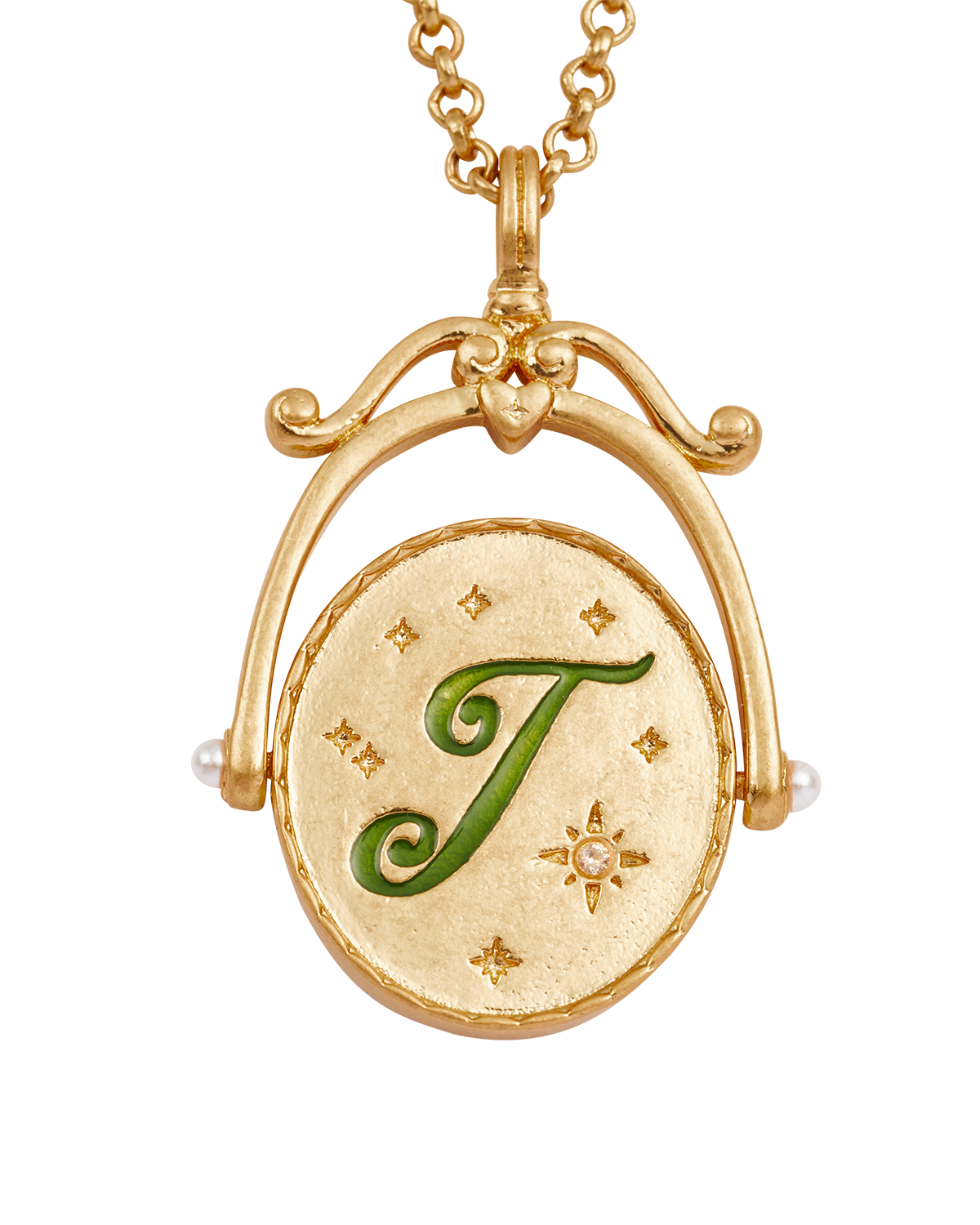J Initial Jasmine Spinner Necklace