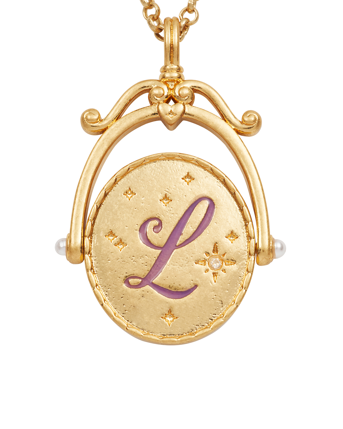 L Initial Gold Spinner Necklace
