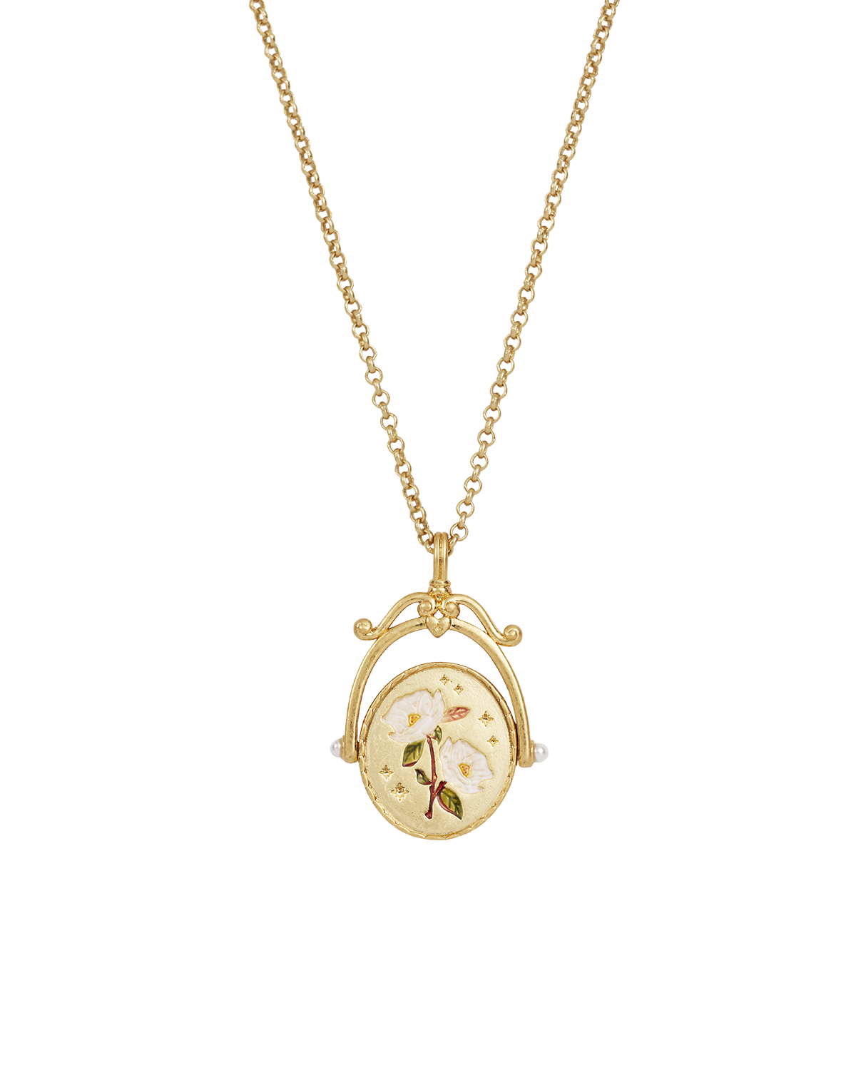 M Initial Magnolia Gold Spinner Necklace