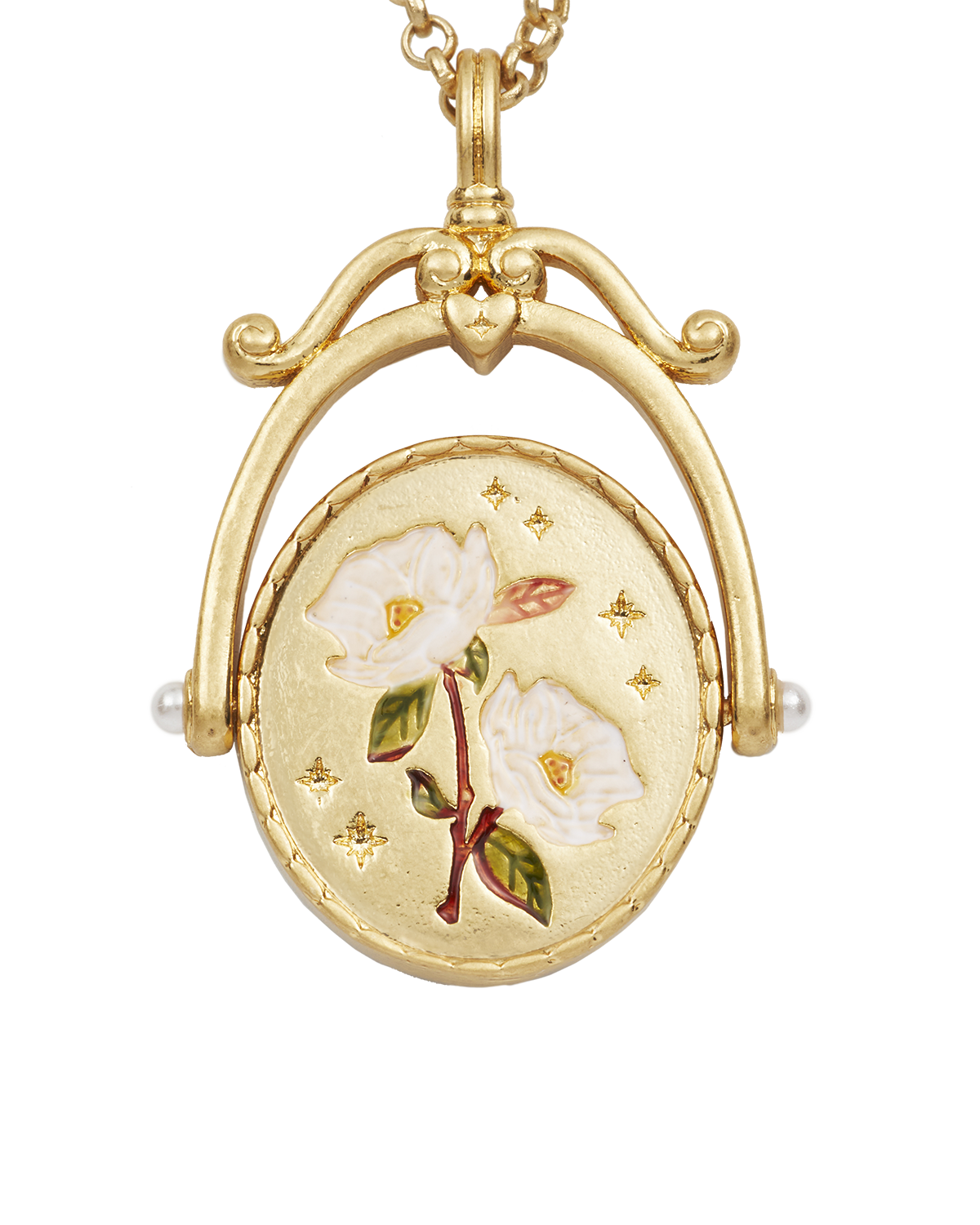 M Initial Magnolia Gold Spinner Necklace