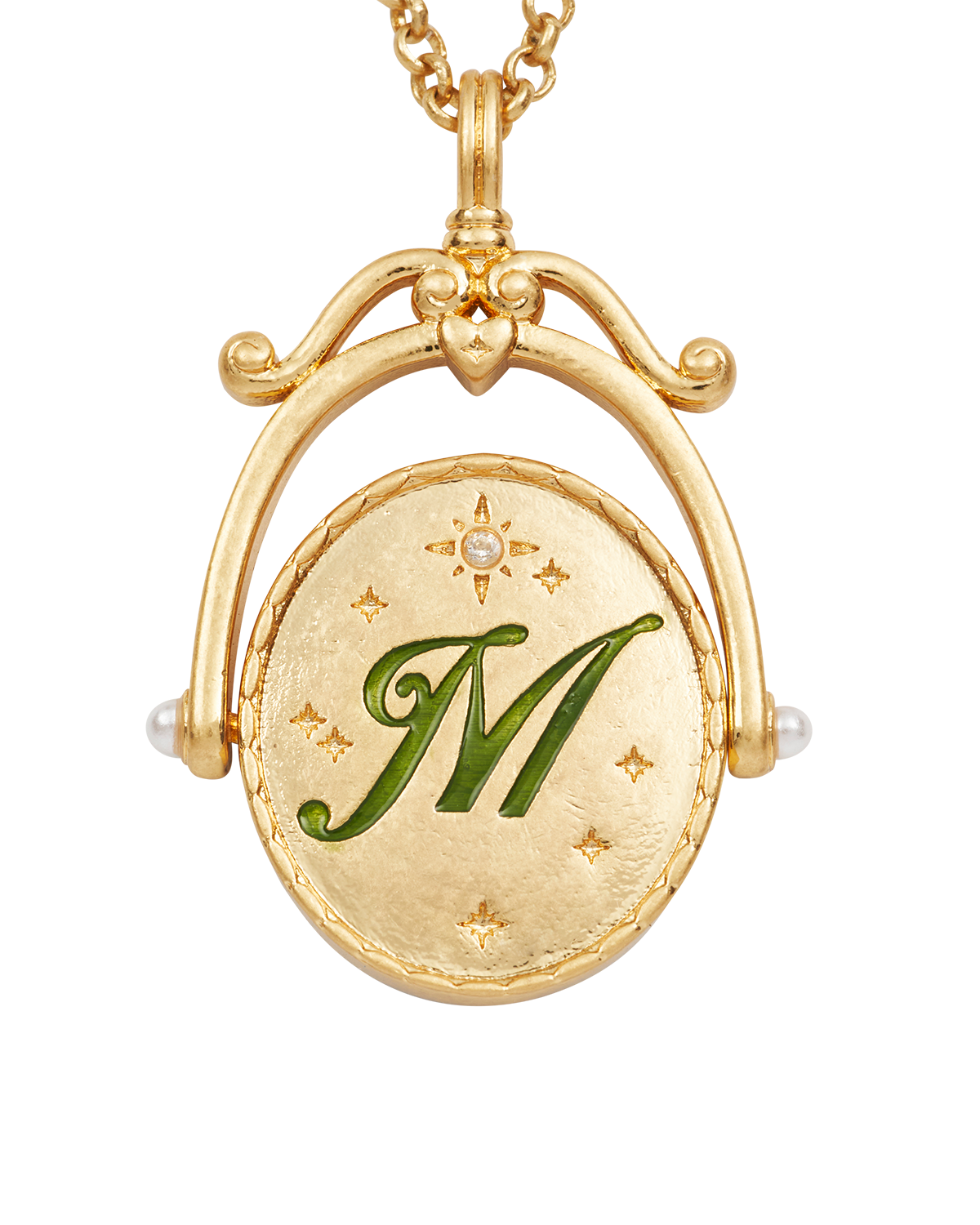 M Initial Magnolia Spinner Necklace
