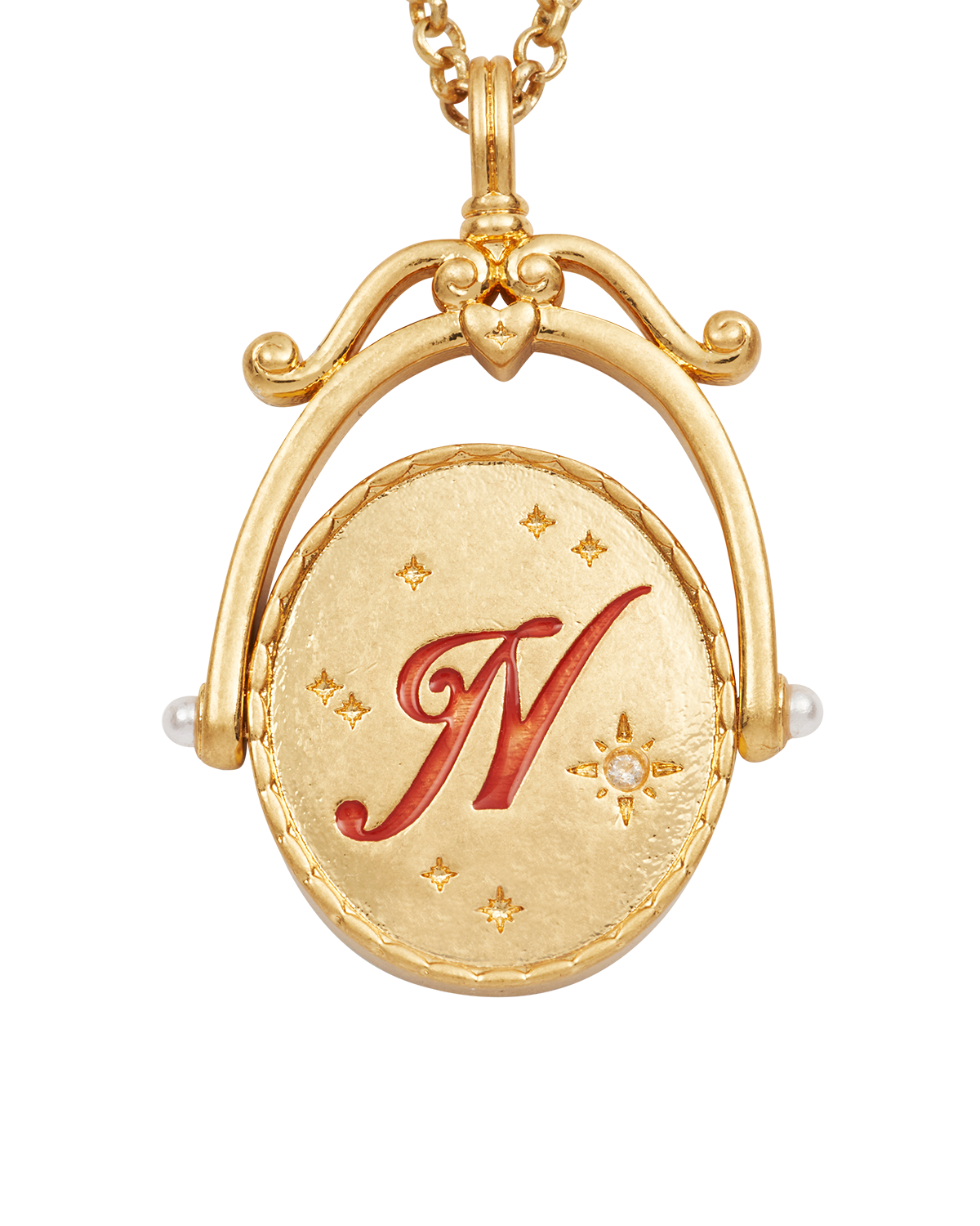 N Initial Nasturtium Spinner Necklace