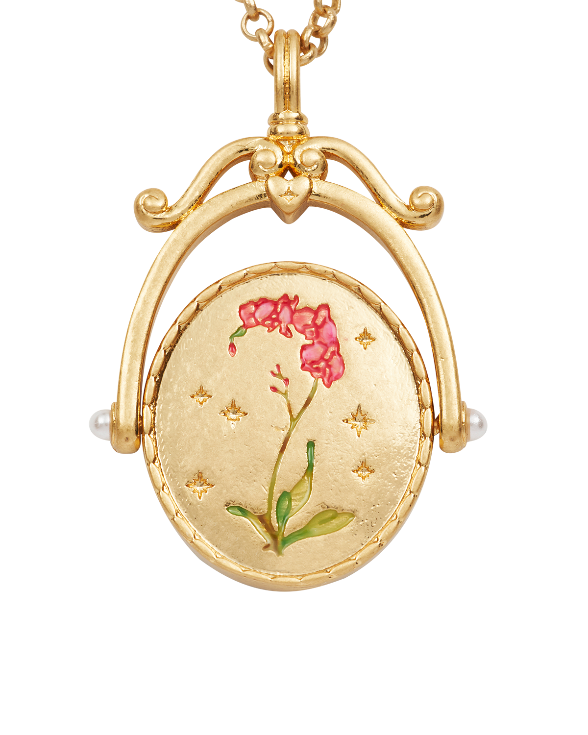 Collar Spinner Oro inicial "O" Orquídea