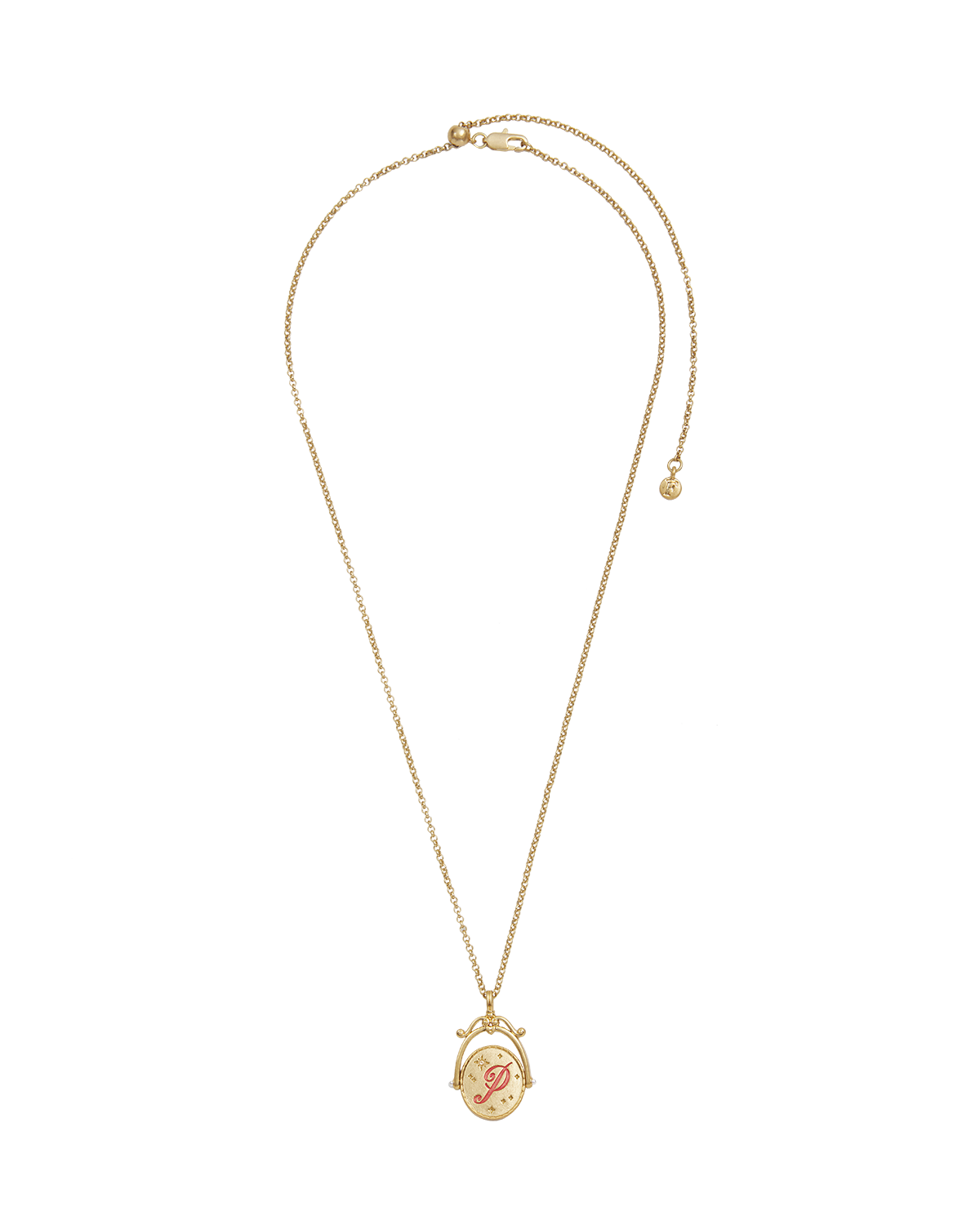 P Initial Peony Gold Spinner Necklace