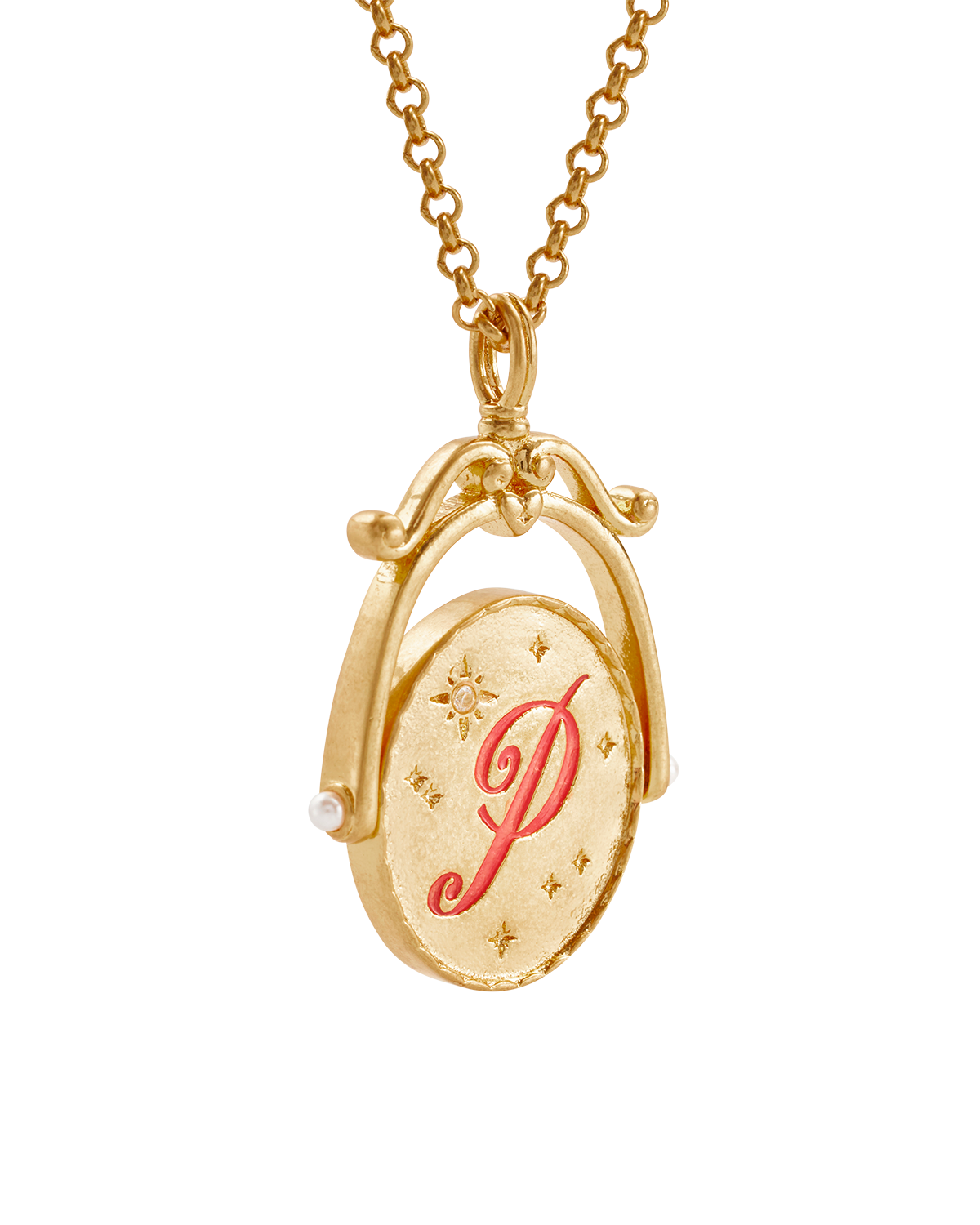 P Initial Peony Gold Spinner Necklace