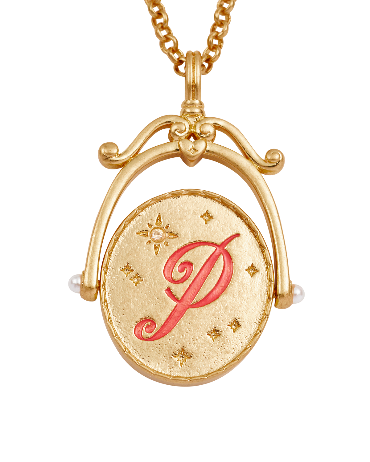 P Initial Peony Spinner Necklace