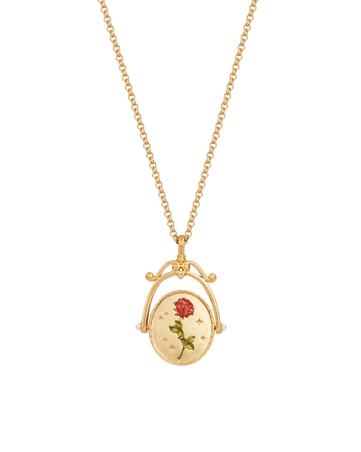 R Initial Rose Gold Spinner Necklace