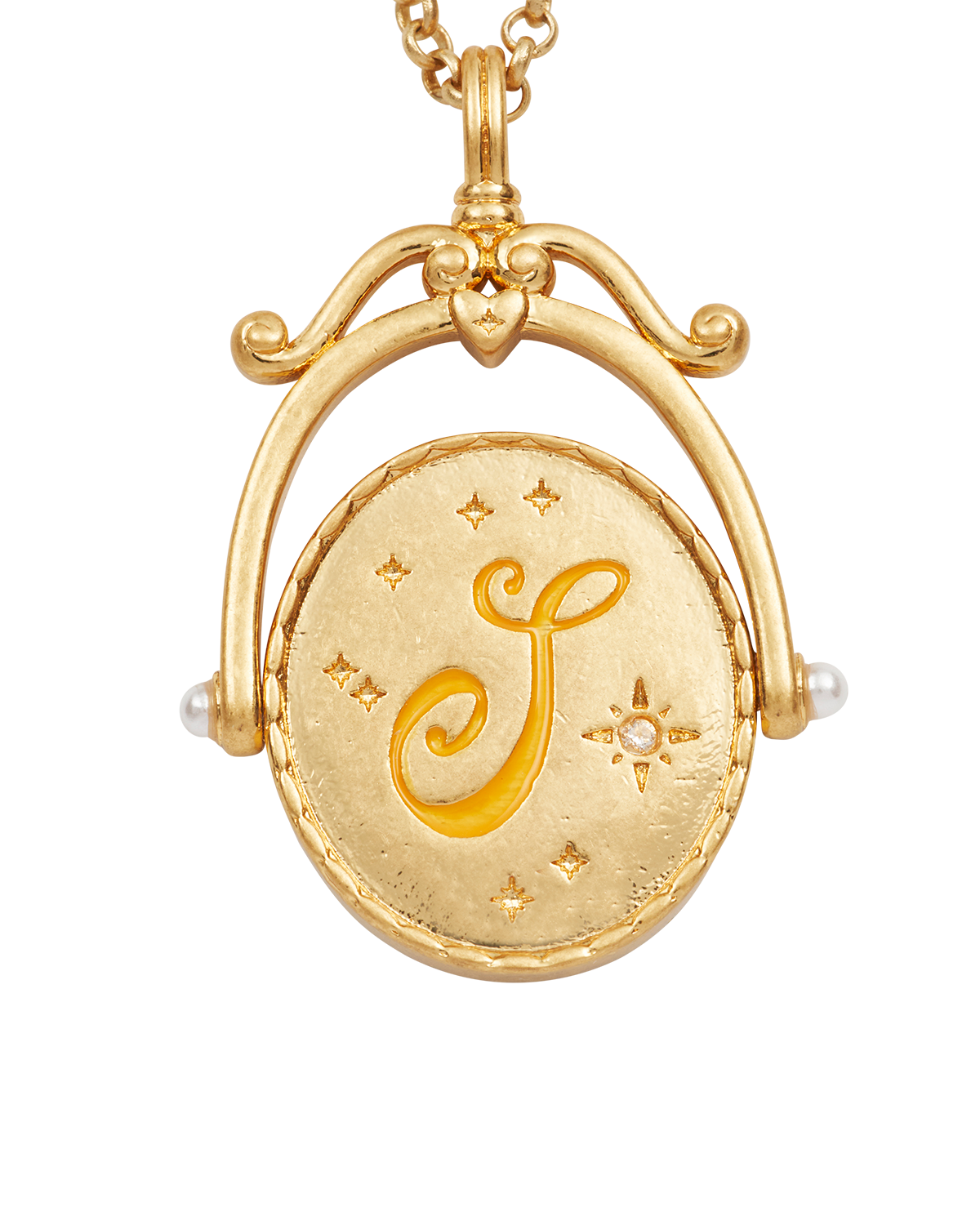 S Initial Sunflower Spinner Necklace