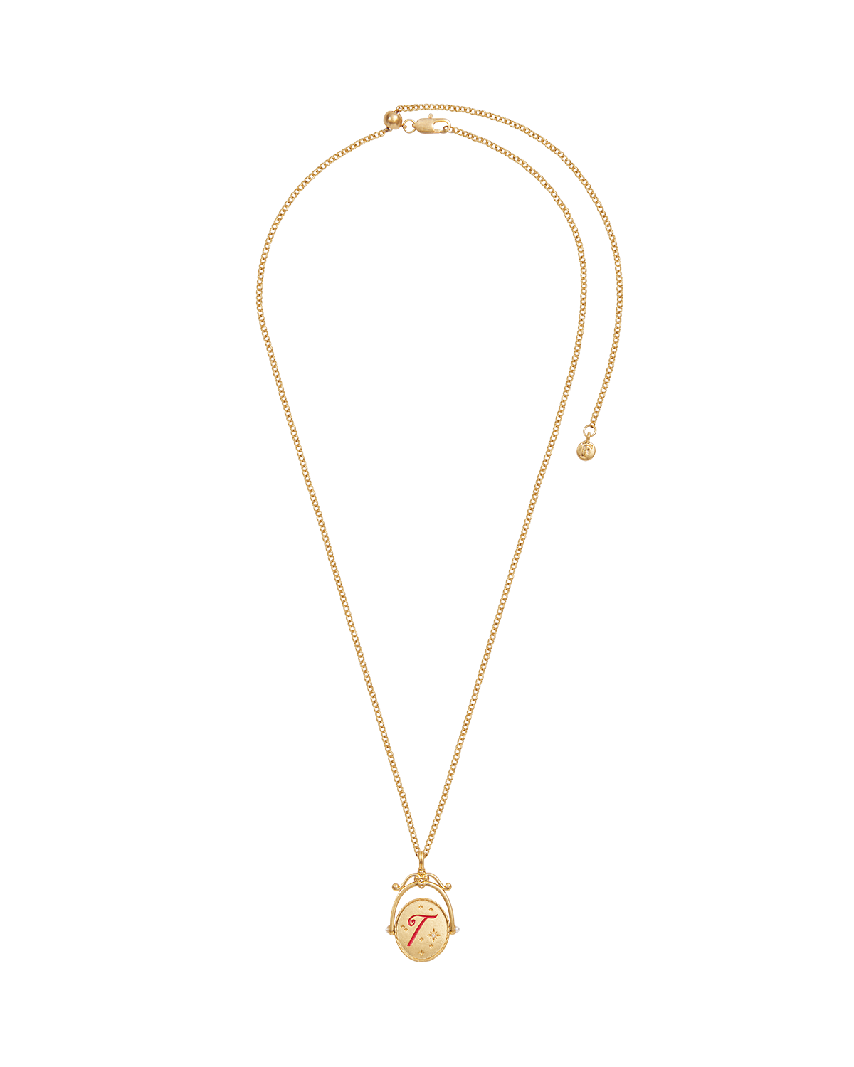T Initial Tulip Gold Spinner Necklace