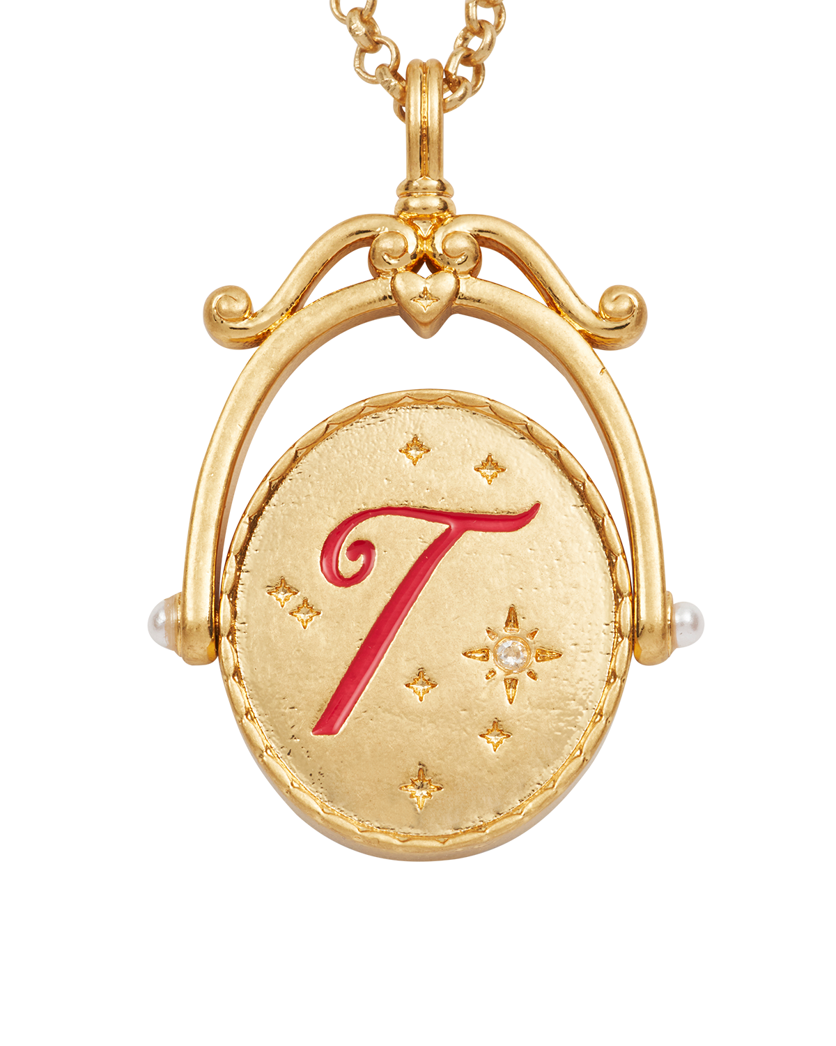 T Initial Tulip Gold Spinner Necklace